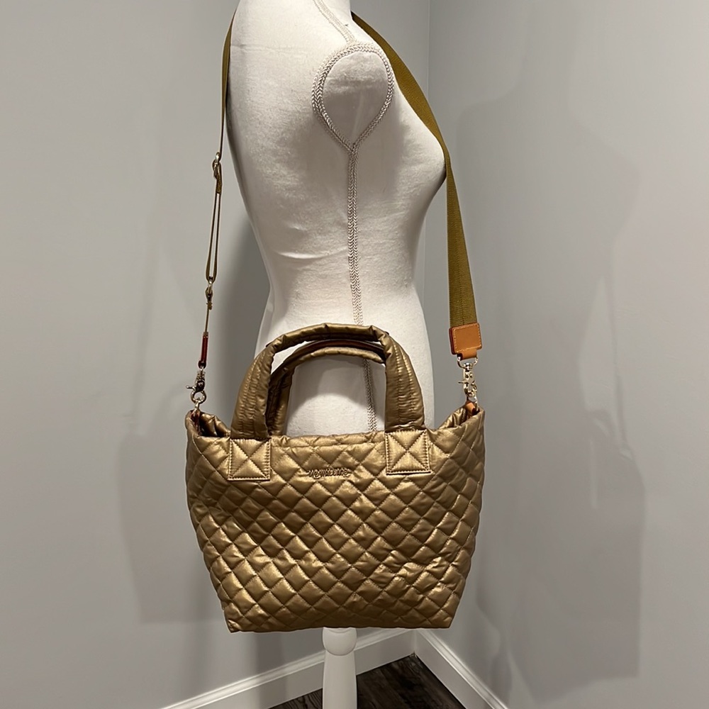 MZ Wallace Metro Tote Deluxe Crossbody Bag in Metallic Gold